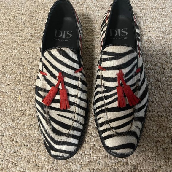 DIS - Romeo White zebra hairy leather men tassel loafer (Custom Made) main image 6